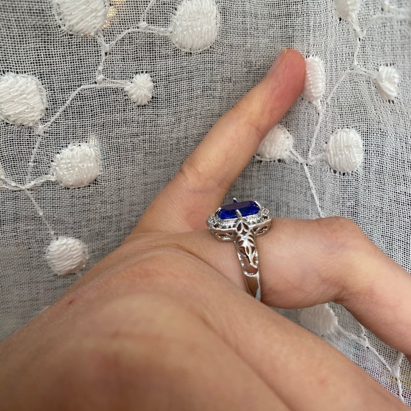 vintage sapphire ring stamp 925 size 7.5 - Picture 3 of 7